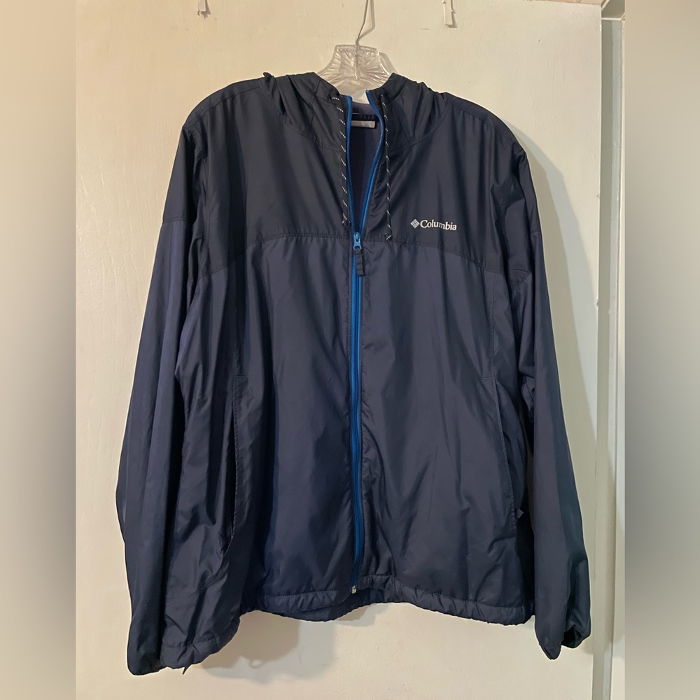 Columbia Unisex Dark Blue Flash Challenger Lined Windbreaker Sz XL